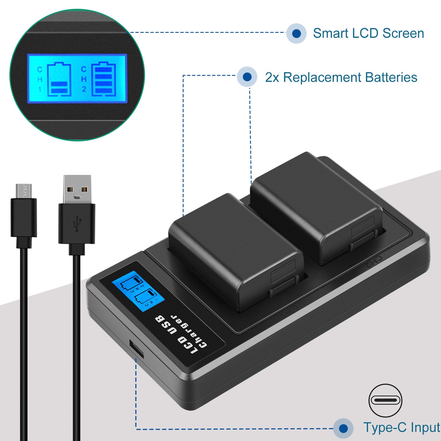 2X NP-FW50 Akku & Schnellladegerät für Sony A6500 A6000 A7R A7RII A7S A7II RX10