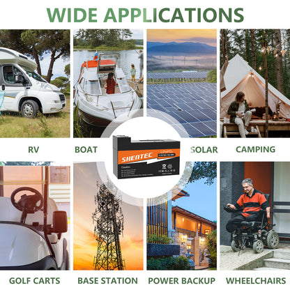 SHENTEC 8Ah 12,8V BMS LiFePO4-Batterie für Boot, Wohnmobil, Solar, Caravan, Camper und Off-Grid-Golf