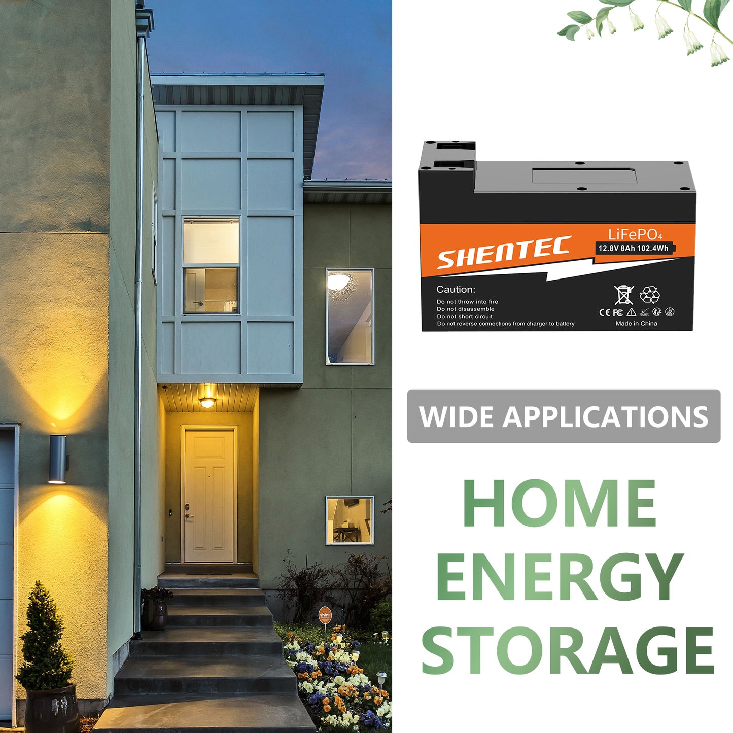 SHENTEC 8Ah 12,8V BMS LiFePO4-Batterie für Boot, Wohnmobil, Solar, Caravan, Camper und Off-Grid-Golf