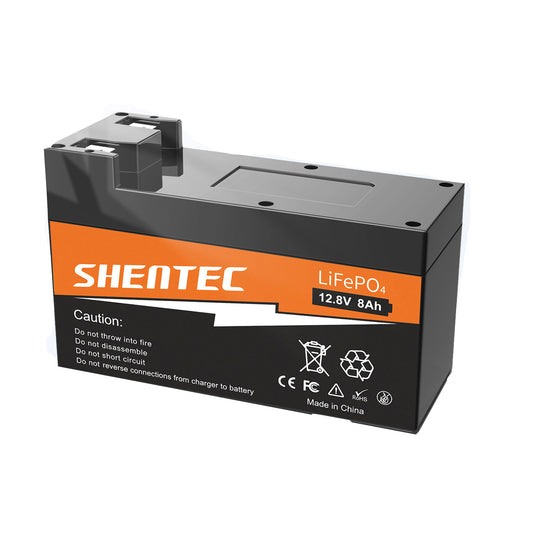 SHENTEC 8Ah 12,8V BMS LiFePO4-Batterie für Boot, Wohnmobil, Solar, Caravan, Camper und Off-Grid-Golf