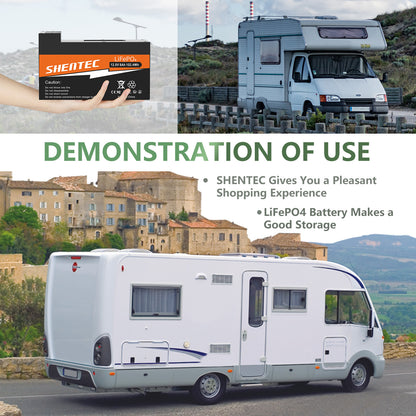 SHENTEC 8Ah 12,8V BMS LiFePO4-Batterie für Boot, Wohnmobil, Solar, Caravan, Camper und Off-Grid-Golf