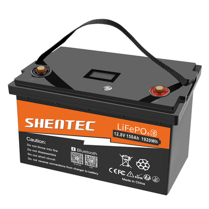 SHENTEC 12/24V 100/150/200/300Ah LiFePO4-Batterie mit BMS für Solarboot, autarkes Wohnmobil