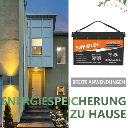 SHENTEC 12/24V 100/150/200/300Ah LiFePO4-Batterie mit BMS für Solarboot, autarkes Wohnmobil