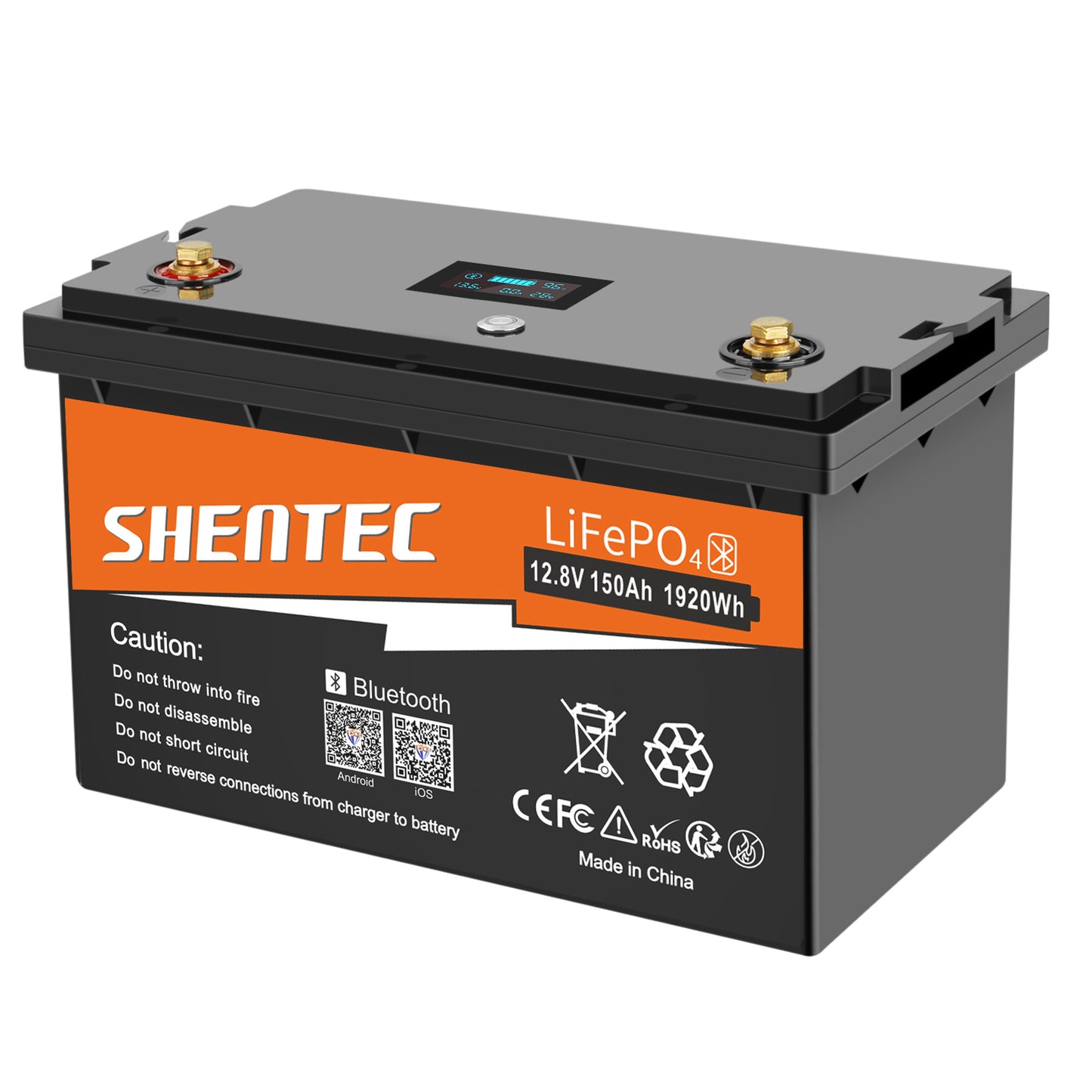 SHENTEC 12/24V 100/150/200/300Ah LiFePO4-Batterie mit BMS für Solarboot, autarkes Wohnmobil