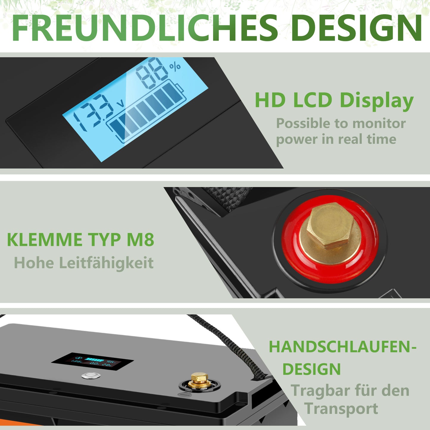 SHENTEC 12/24V 100/150/200/300Ah LiFePO4-Batterie mit BMS für Solarboot, autarkes Wohnmobil
