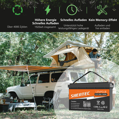 SHENTEC 12/24V 100/150/200/300Ah LiFePO4-Batterie mit BMS für Solarboot, autarkes Wohnmobil