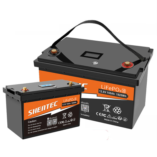 SHENTEC 12/24V 100/150/200/300Ah LiFePO4-Batterie mit BMS für Solarboot, autarkes Wohnmobil