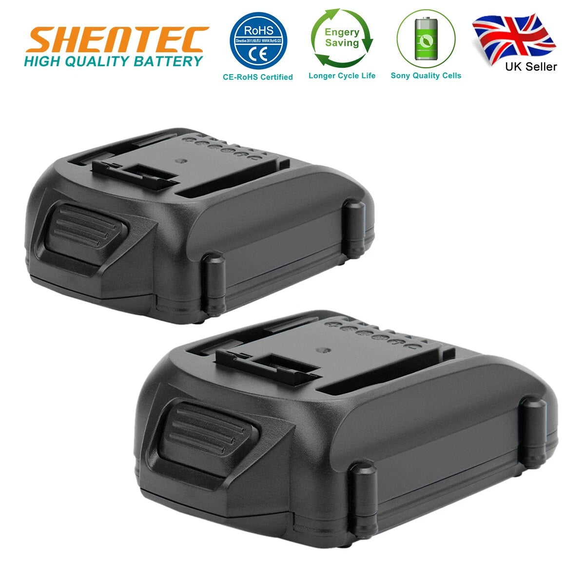 SHENTEC 2X 18V 4Ah Li-ion-Akku für Worx WA3512 WA3520 WA3578 WG165 WG163 WG160