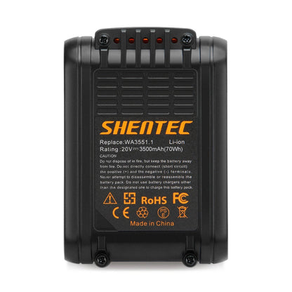 SHENTEC 3500mAh 20V Li-Ionen-Akku für Worx WA3551.1 WG169 WX372 WX166 WX372 WX390