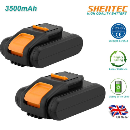 SHENTEC 2er-Pack 3500mAh 20V Li-Ion-Akku für Worx WA3551.1 WG169 WX372 WX166 WX372