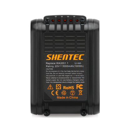 SHENTEC 2 X 20V 6Ah ERSATZAKKU FÜR WORX WA3551.1 WA3553 WA3516 WA3572 WG259E.9 WG169E